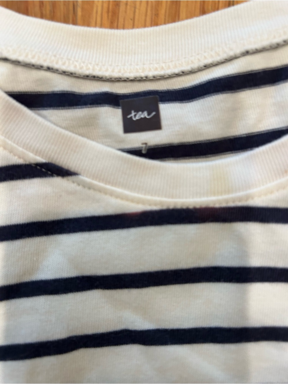 Tea Collection 7 Striped Ruffle Shoulder Dress - Navy & White - Picture 3 of 3